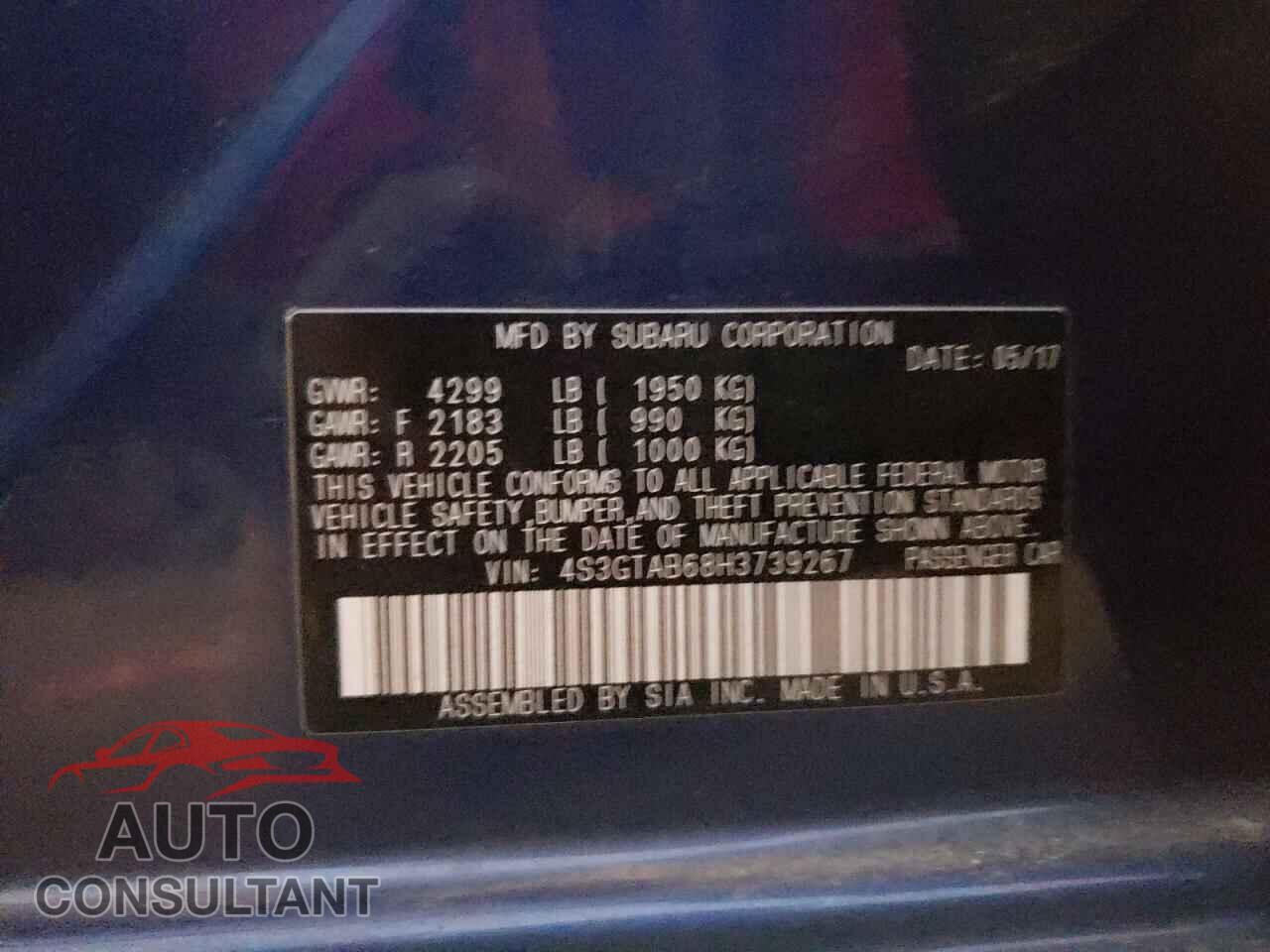 SUBARU IMPREZA 2017 - 4S3GTAB68H3739267