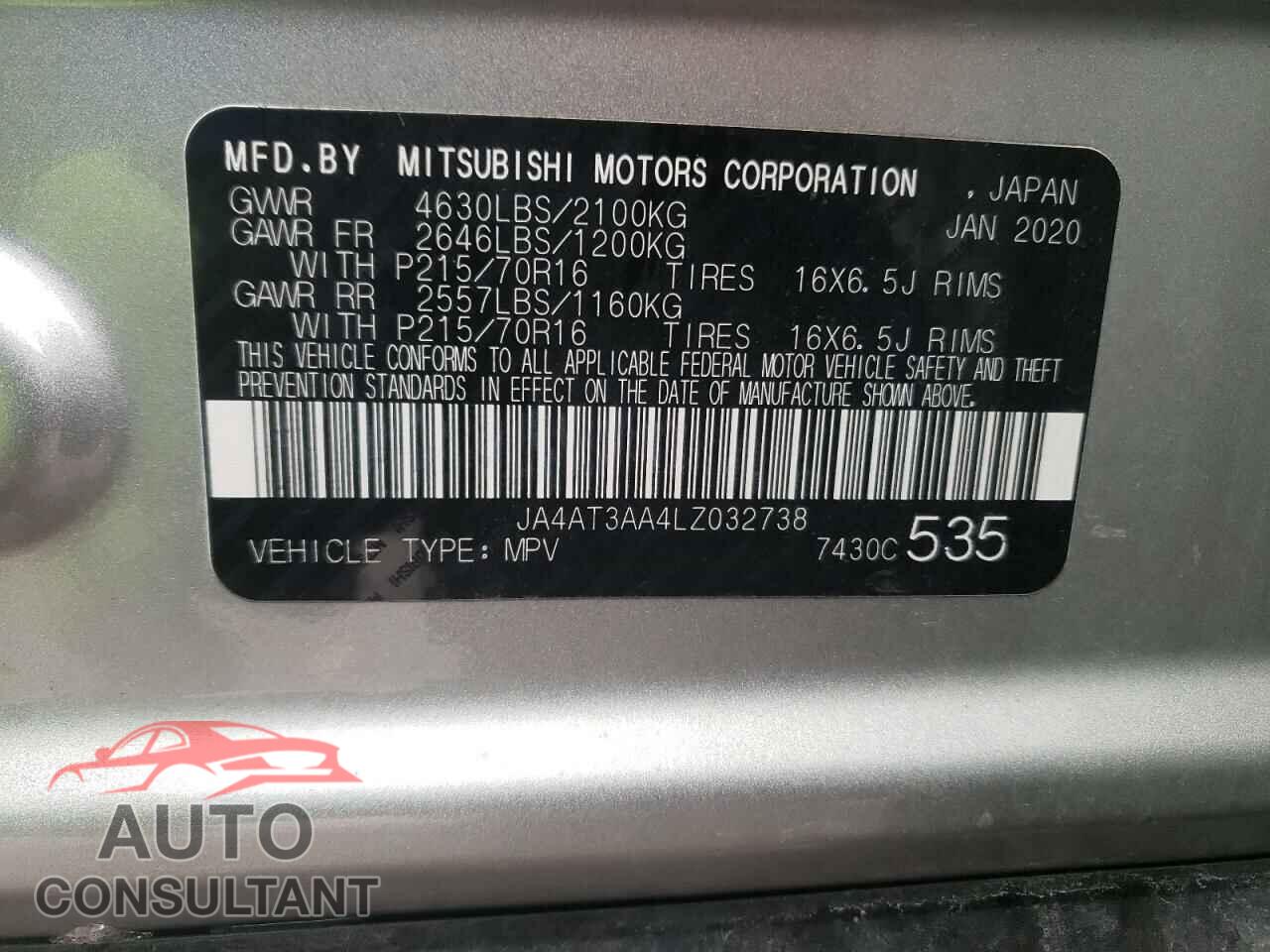 MITSUBISHI ECLIPSE 2020 - JA4AT3AA4LZ032738