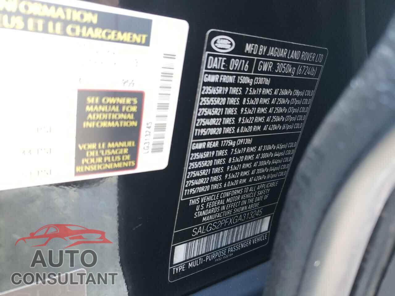 LAND ROVER RANGEROVER 2016 - SALGS2PFXGA313245