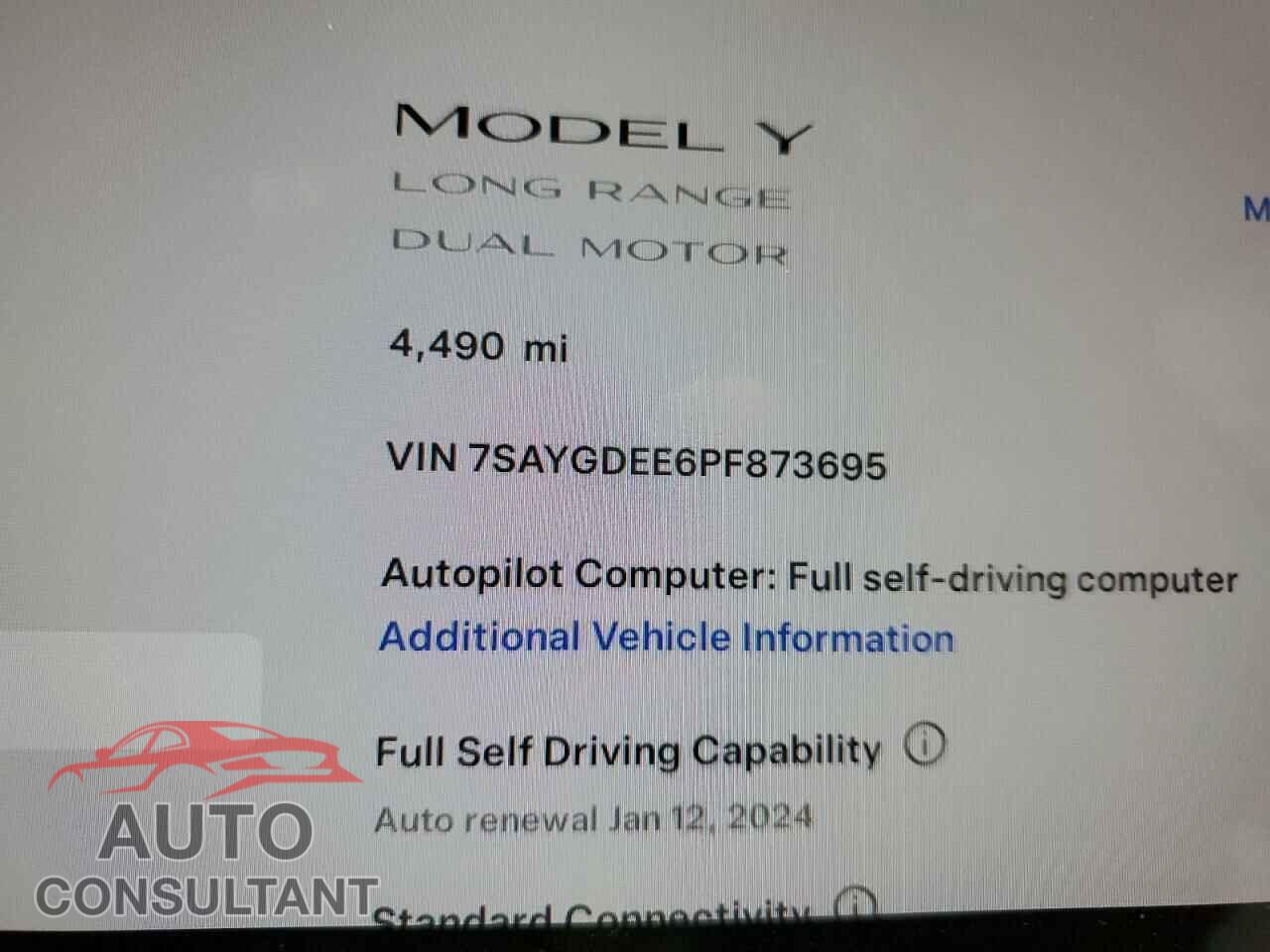 TESLA MODEL Y 2023 - 7SAYGDEE6PF873695