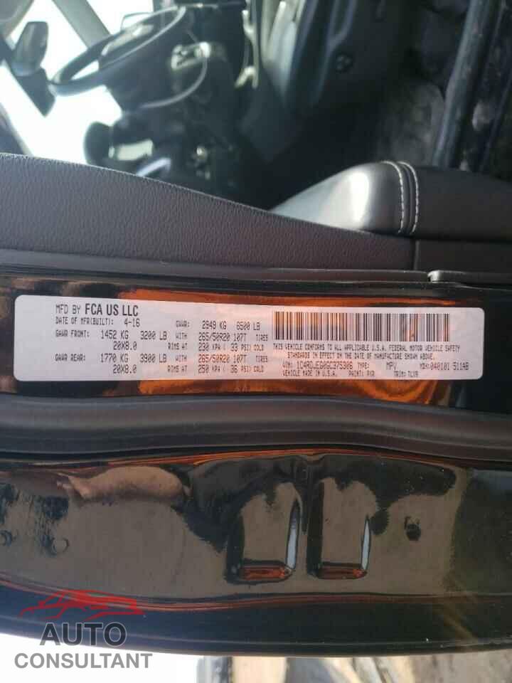 DODGE DURANGO 2016 - 1C4RDJEG0GC375306