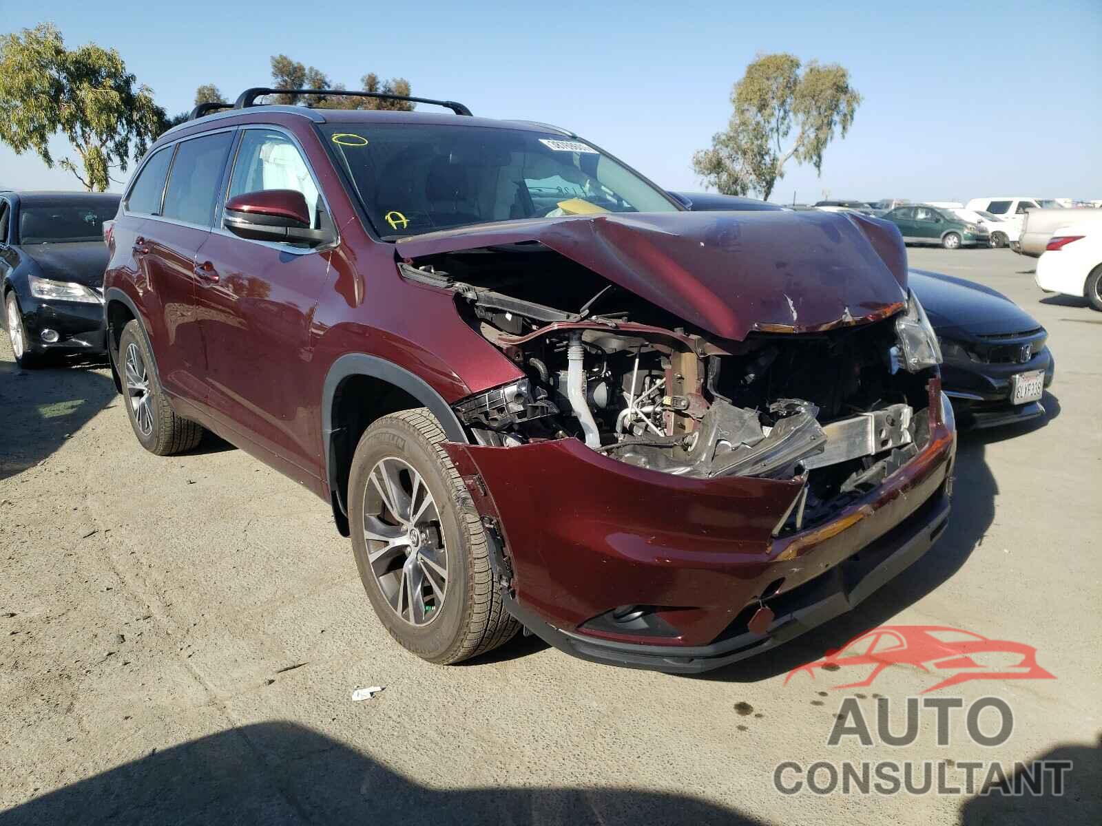 TOYOTA HIGHLANDER 2016 - 5TDJKRFH5GS251734