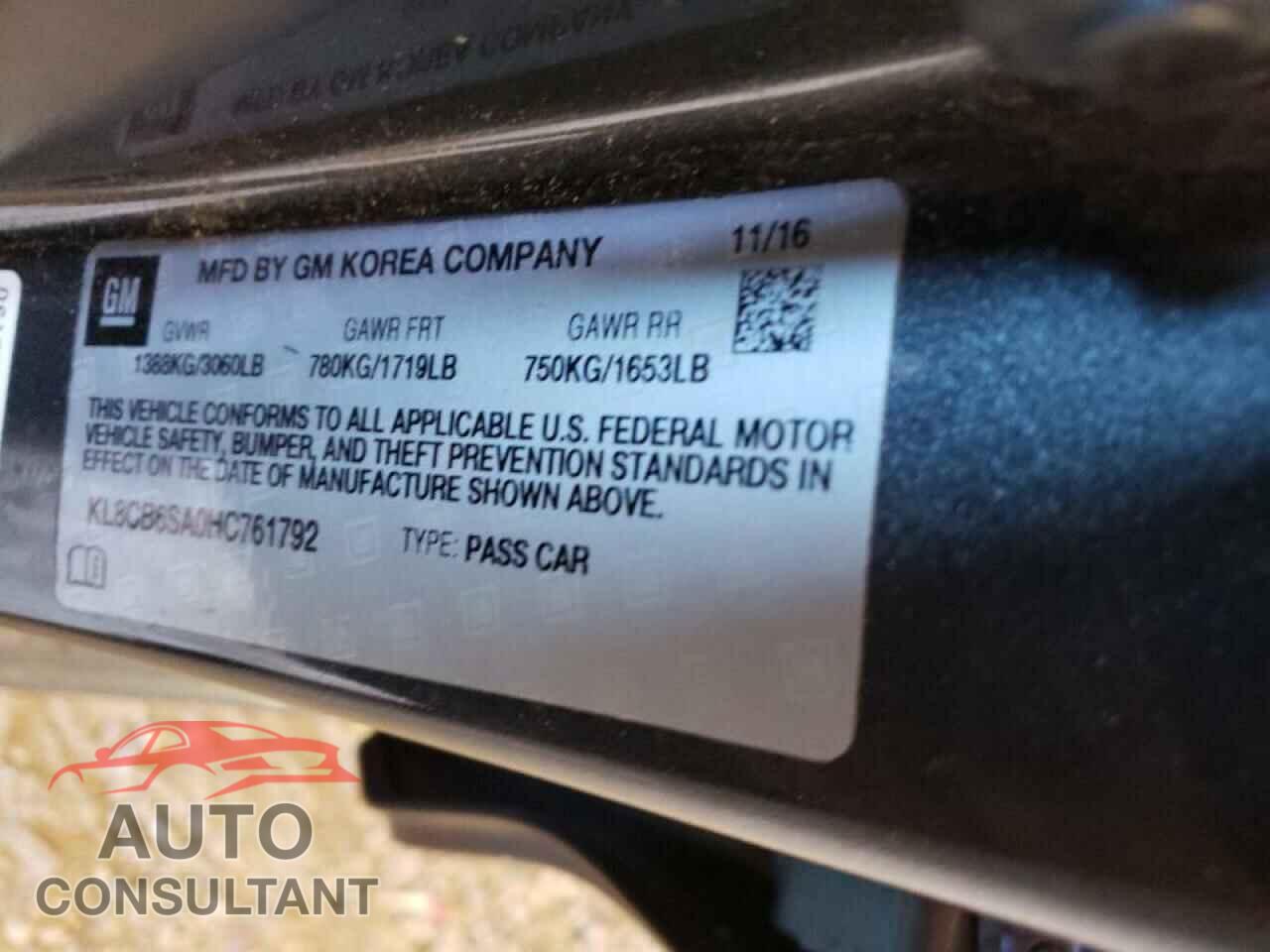 CHEVROLET SPARK 2017 - KL8CB6SA0HC761792