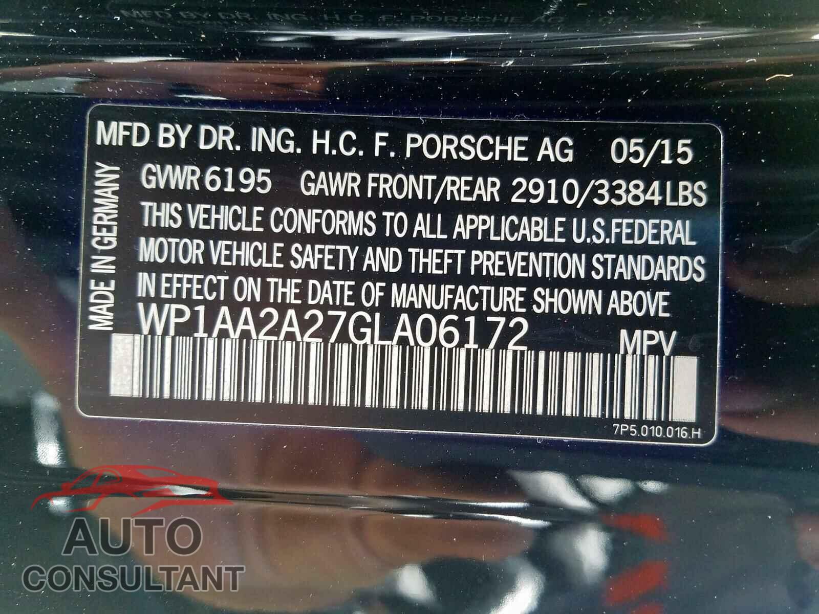 PORSCHE CAYENNE 2016 - WP1AA2A27GLA06172