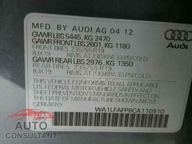 AUDI Q5 2012 - WA1LFAFP8CA110910