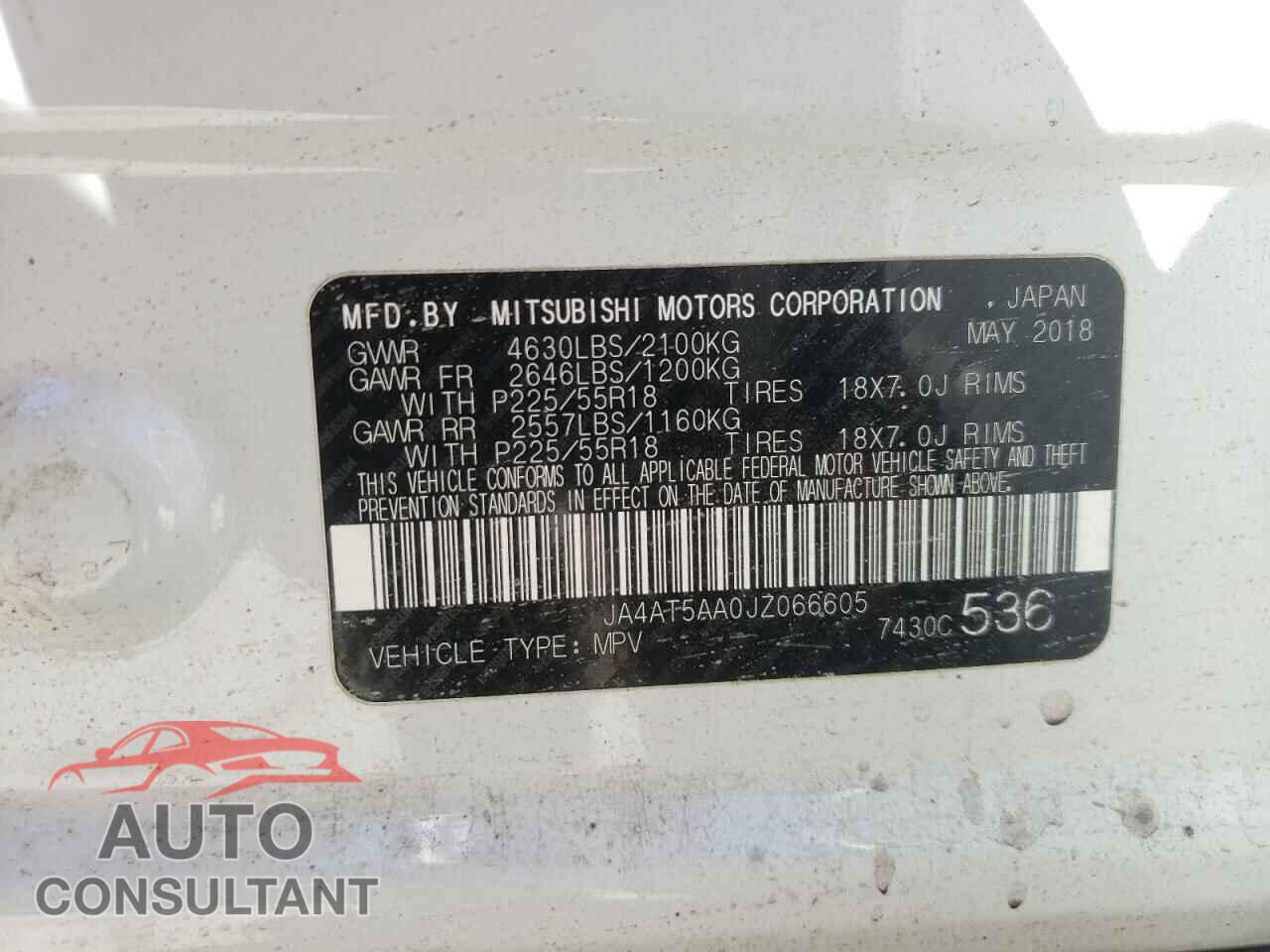 MITSUBISHI ECLIPSE 2018 - JA4AT5AA0JZ066605