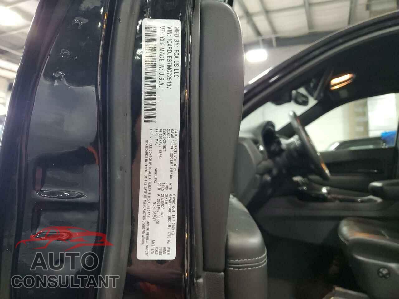 DODGE DURANGO 2021 - 1C4RDJEG7MC725137