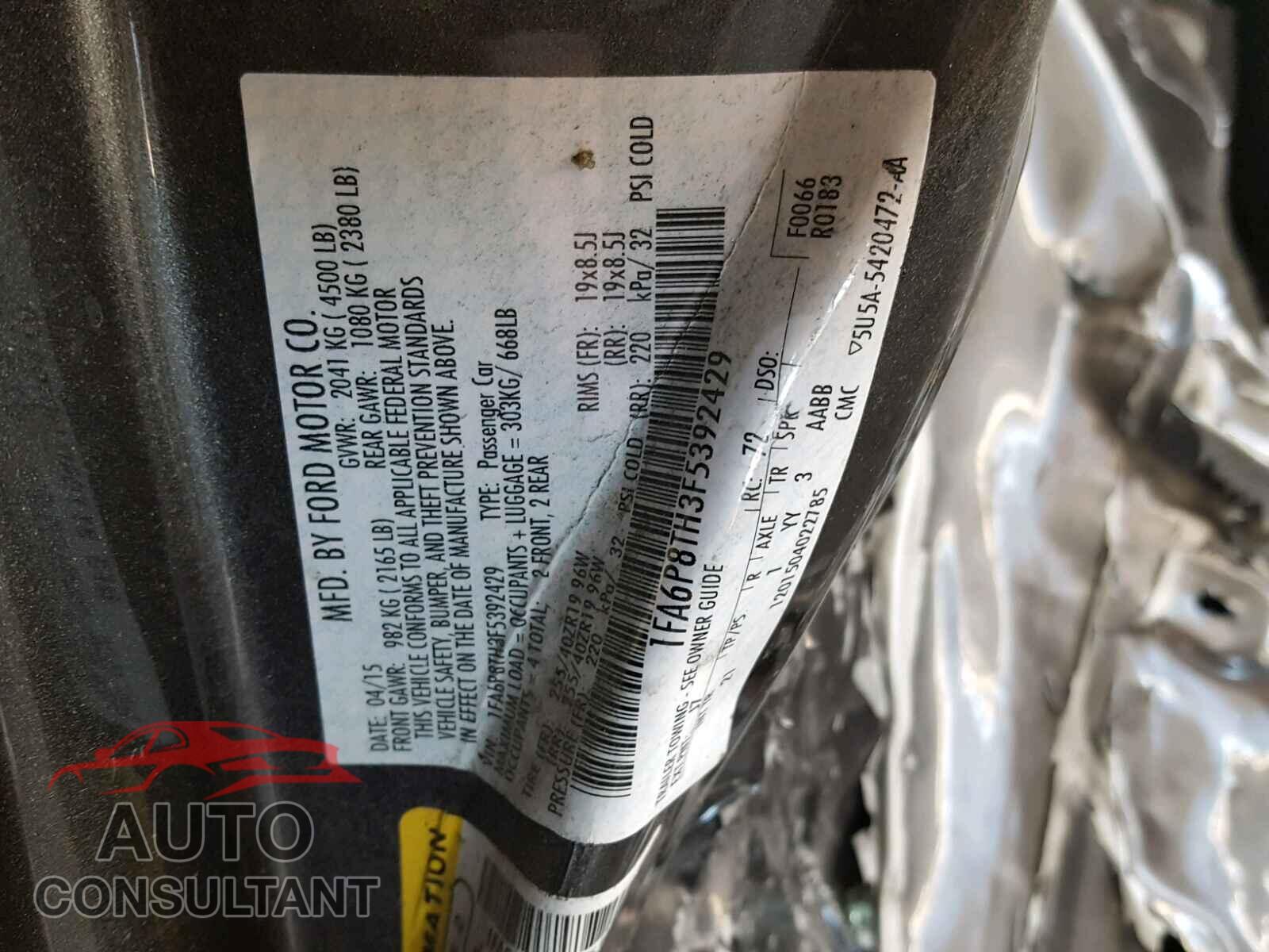 FORD MUSTANG 2015 - 1FA6P8TH3F5392429