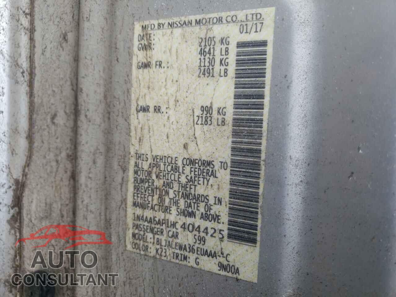 NISSAN MAXIMA 2017 - 1N4AA6AP1HC404425
