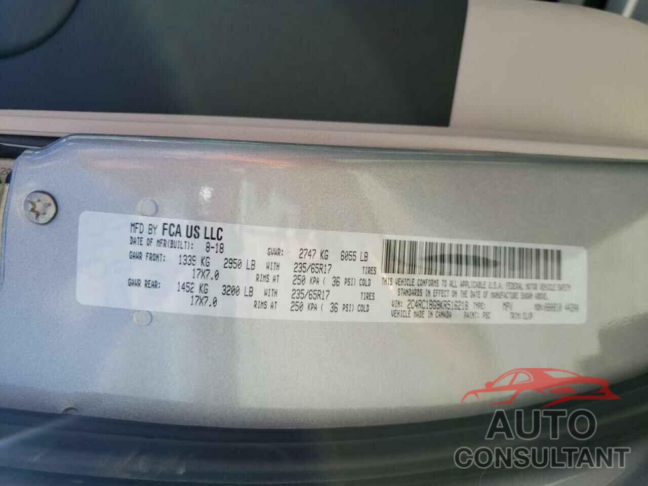 CHRYSLER PACIFICA 2019 - 2C4RC1BG9KR516218