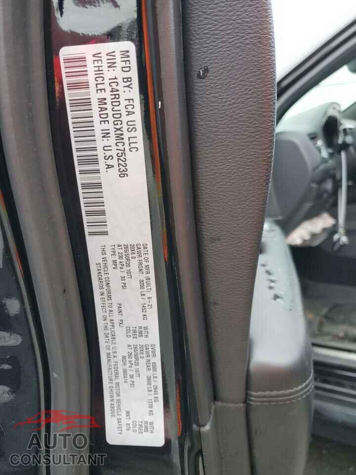 DODGE DURANGO 2021 - 1C4RDJDGXMC752236