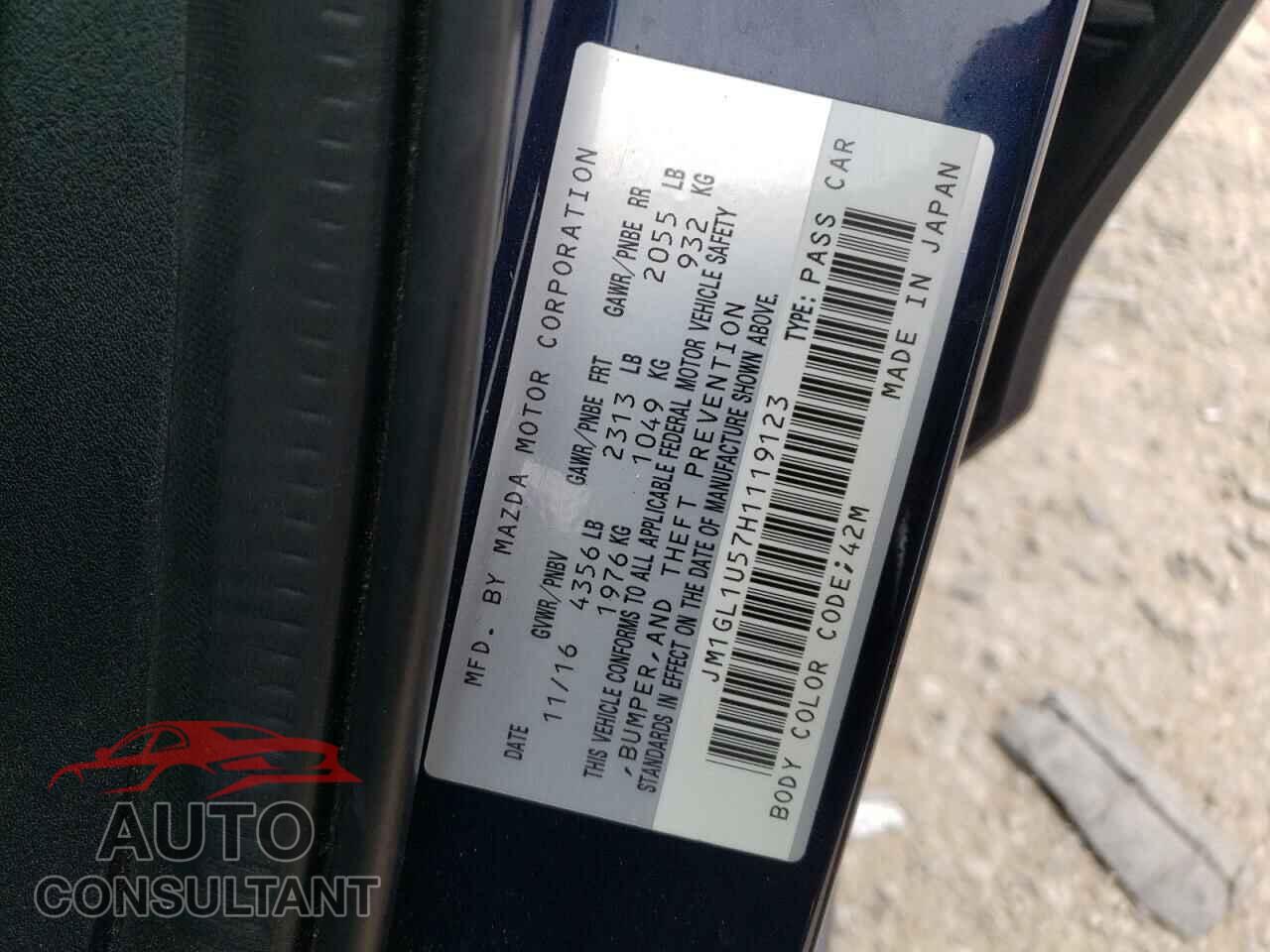 MAZDA 6 2017 - JM1GL1U57H1119123