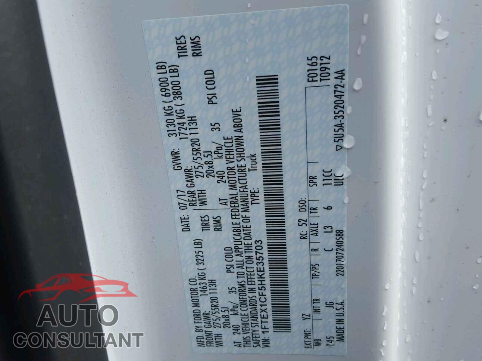 FORD F150 2017 - 1FTEX1CF5HKE35703