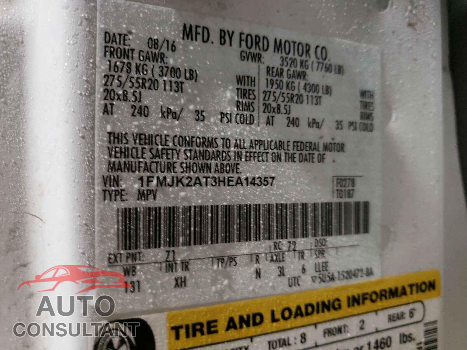 FORD EXPEDITION 2017 - 1FMJK2AT3HEA14357