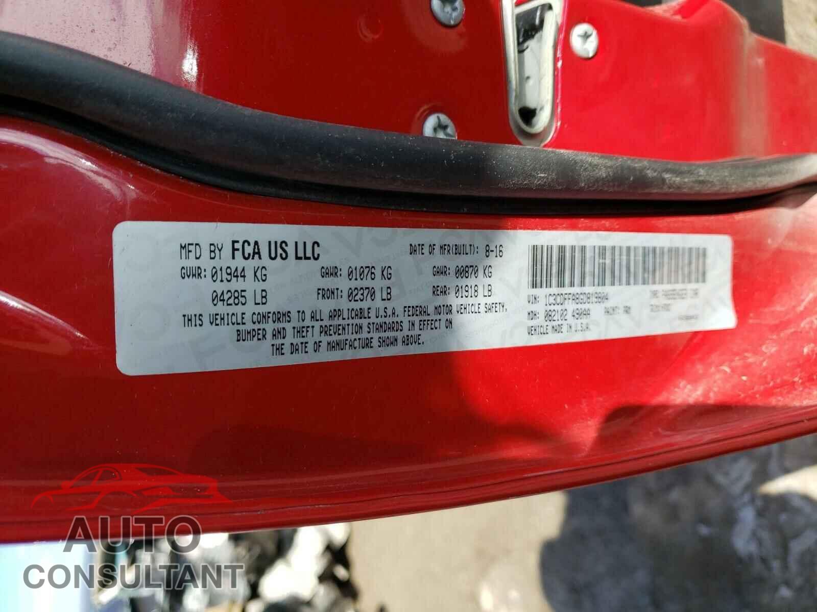 DODGE DART 2016 - 1C3CDFFA8GD819804