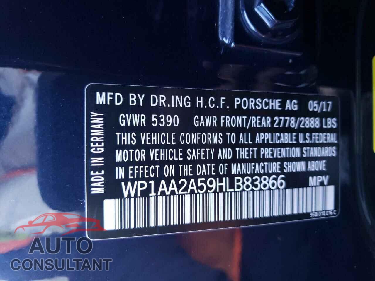 PORSCHE MACAN 2017 - WP1AA2A59HLB83866