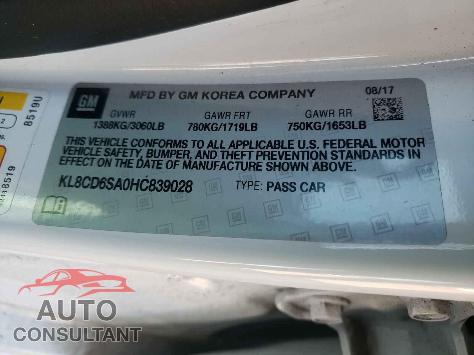 CHEVROLET SPARK 2017 - KL8CD6SA0HC839028