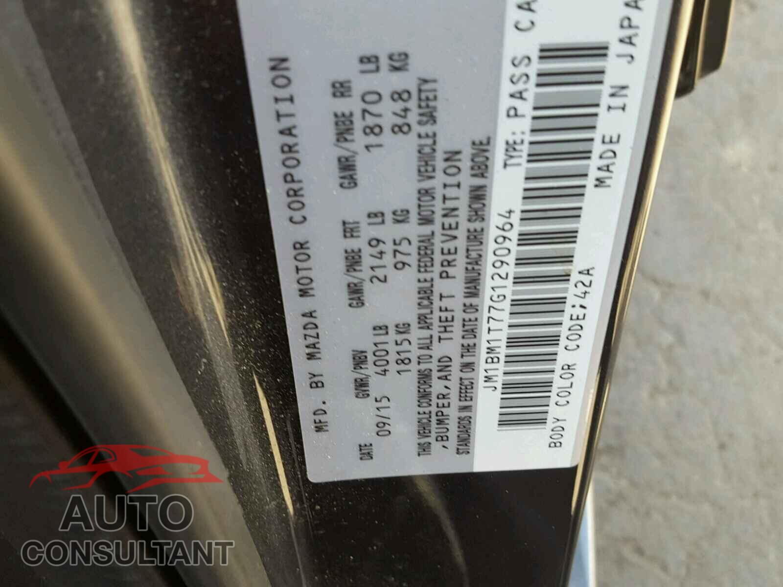 MAZDA 3 2016 - JM1BM1T77G1290964
