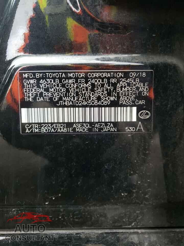 LEXUS IS 2019 - JTHBA1D24K5084089