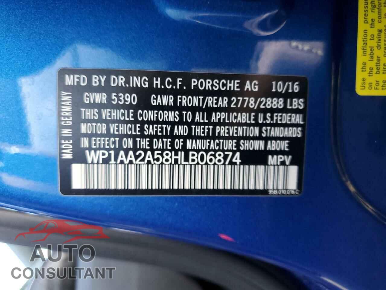PORSCHE MACAN 2017 - WP1AA2A58HLB06874