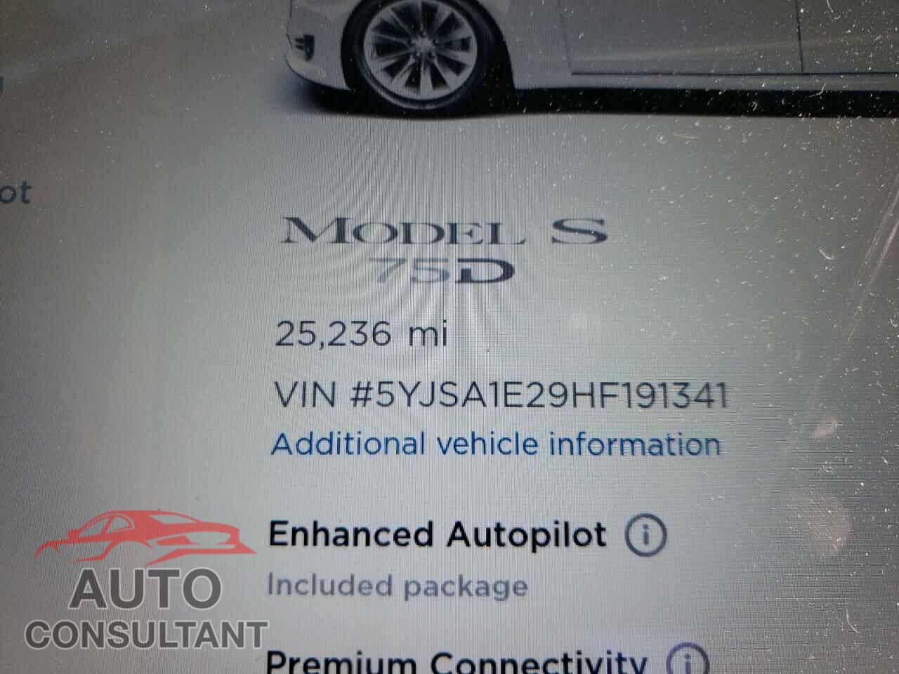 TESLA MODEL S 2017 - 5YJSA1E29HF191341