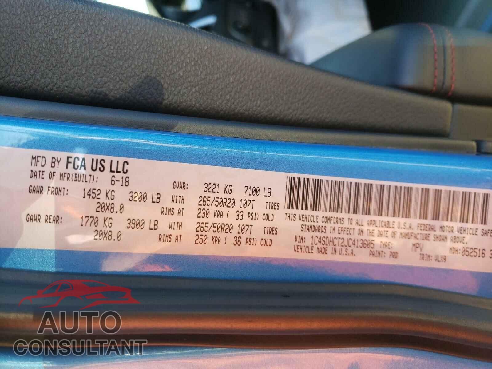 DODGE DURANGO 2018 - 1C4SDHCT2JC413605