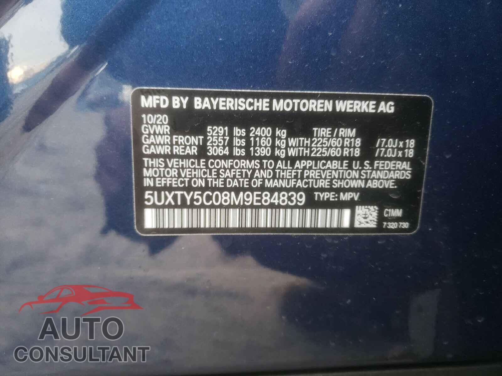 BMW X3 2021 - 5UXTY5C08M9E84839