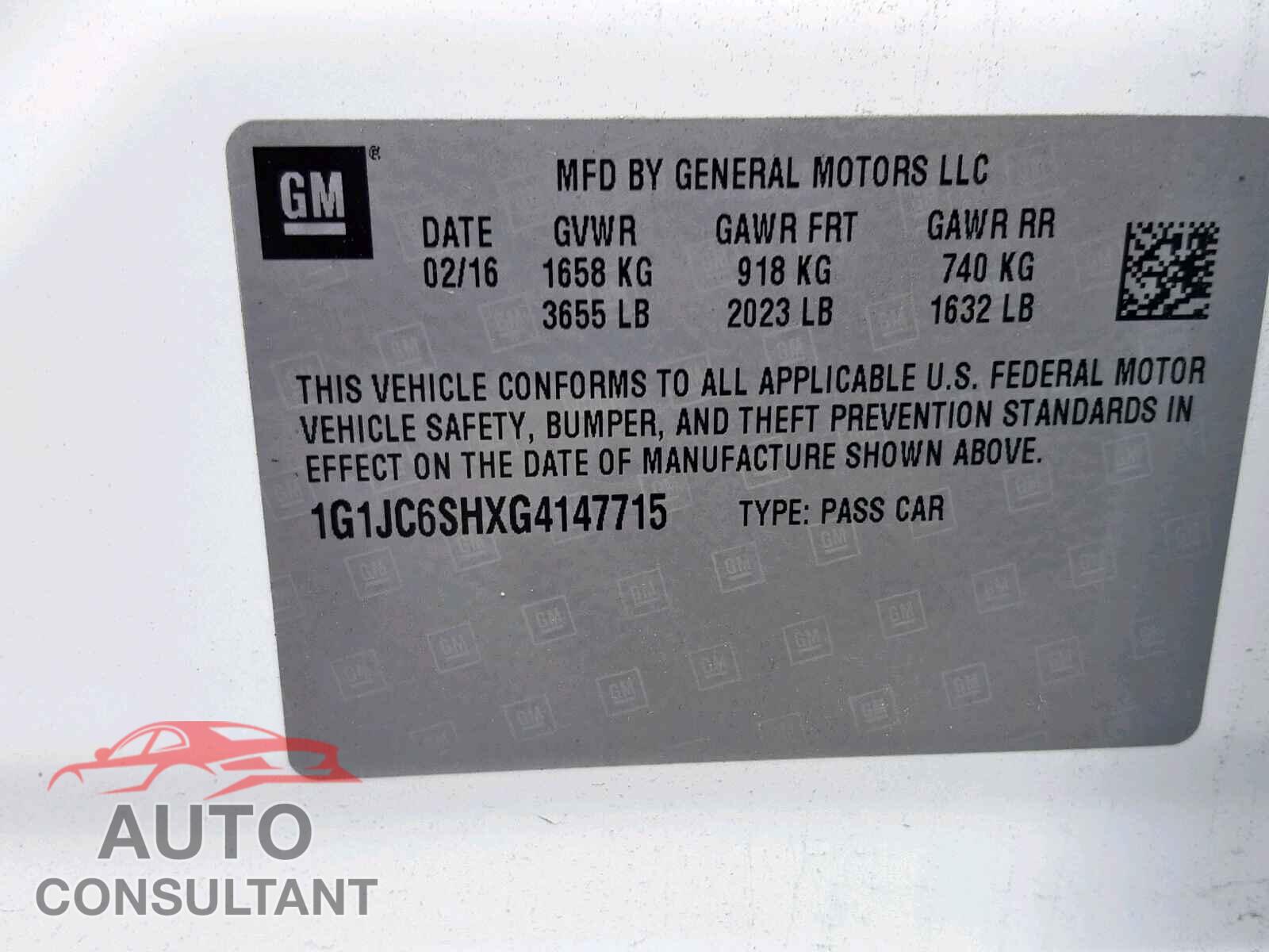 CHEVROLET SONIC 2016 - 1FM5K8D81JGB38620