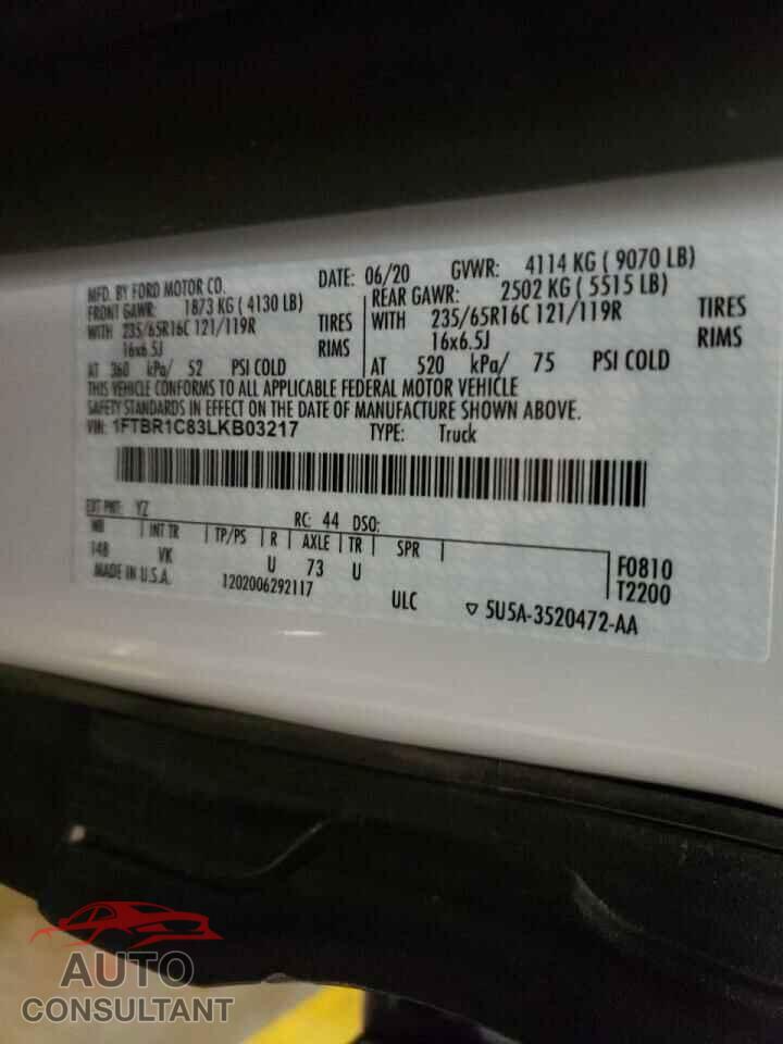 FORD TRANSIT CO 2020 - 1FTBR1C83LKB03217