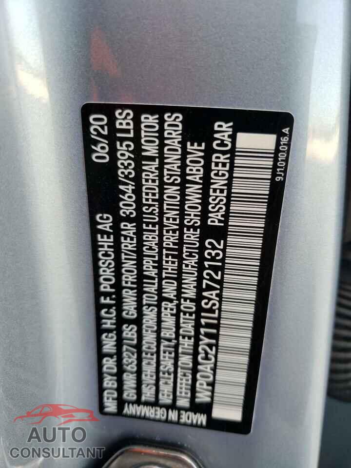 PORSCHE TAYCAN 2020 - WP0AC2Y11LSA72132