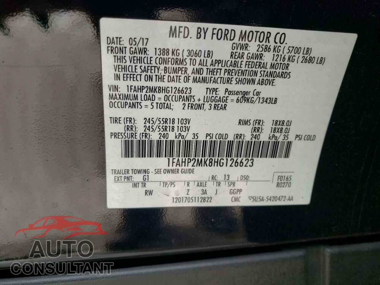 FORD TAURUS 2017 - JTDZN3EU9GJ054813