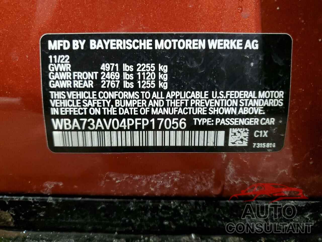BMW 4 SERIES 2023 - WBA73AV04PFP17056