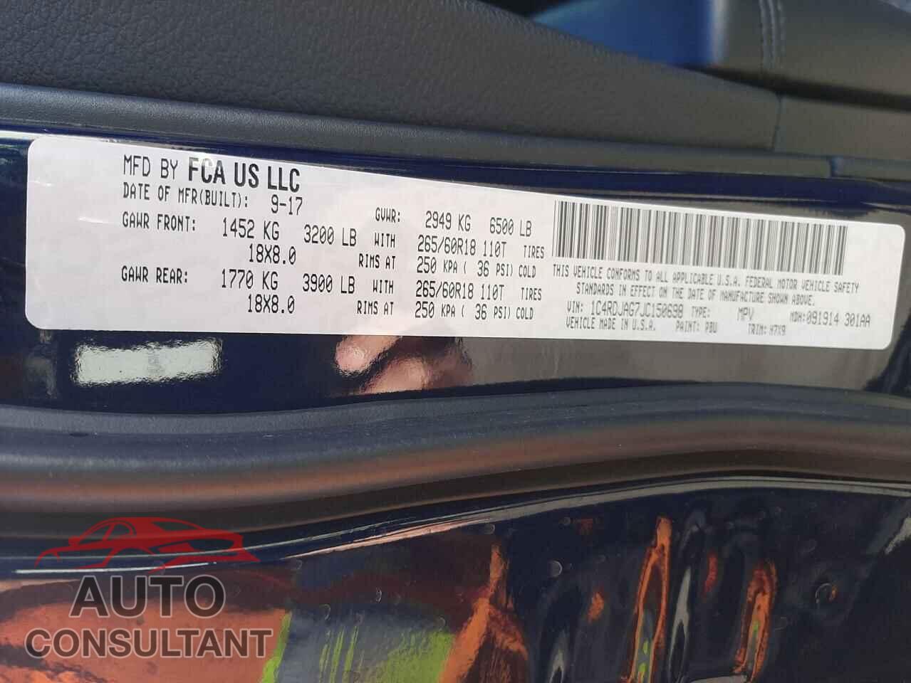 DODGE DURANGO 2018 - 1C4RDJAG7JC150698