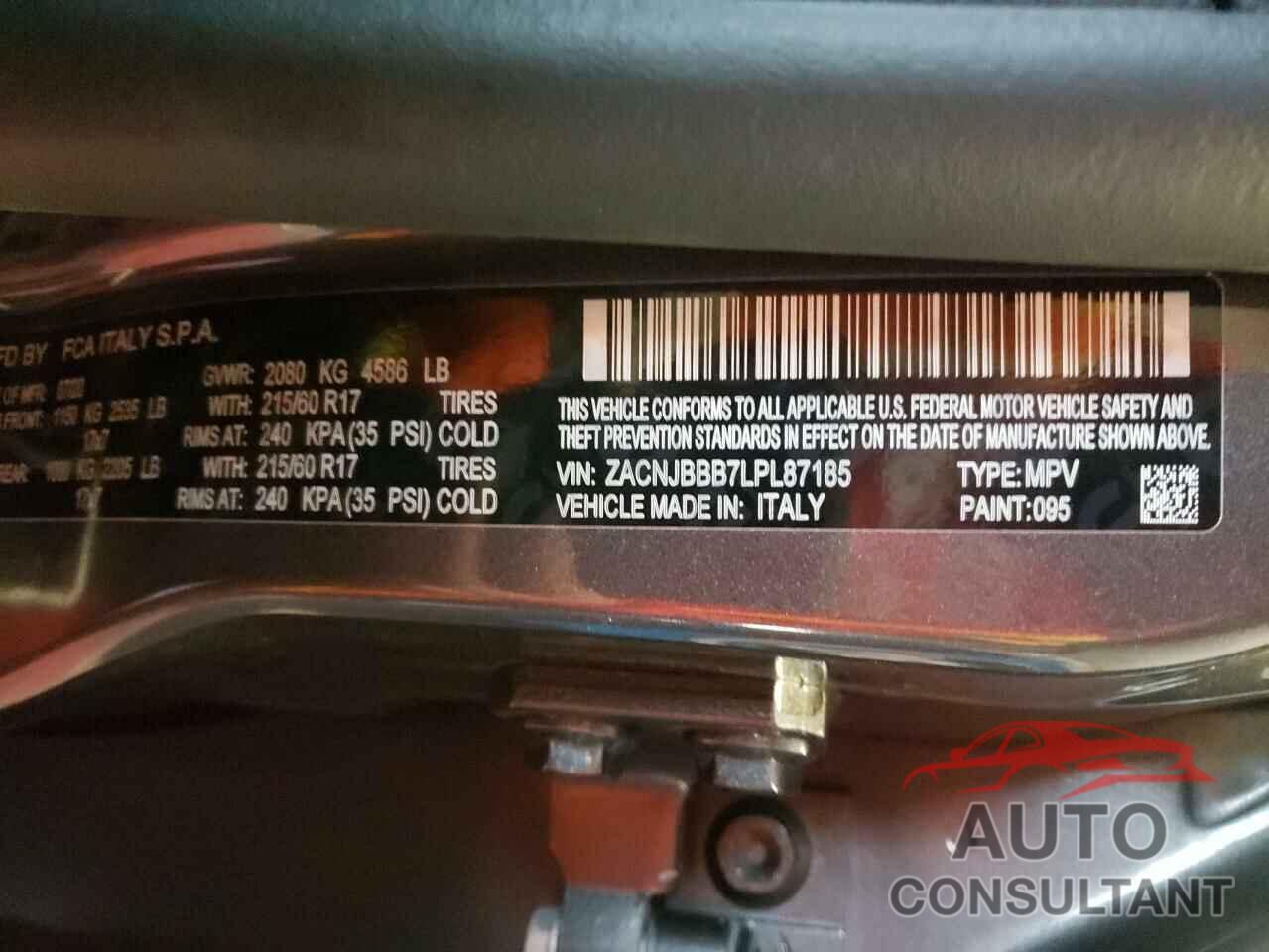 JEEP RENEGADE 2020 - ZACNJBBB7LPL87185