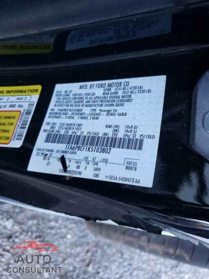 FORD MUSTANG 2019 - 1FA6P8CF1K5103802