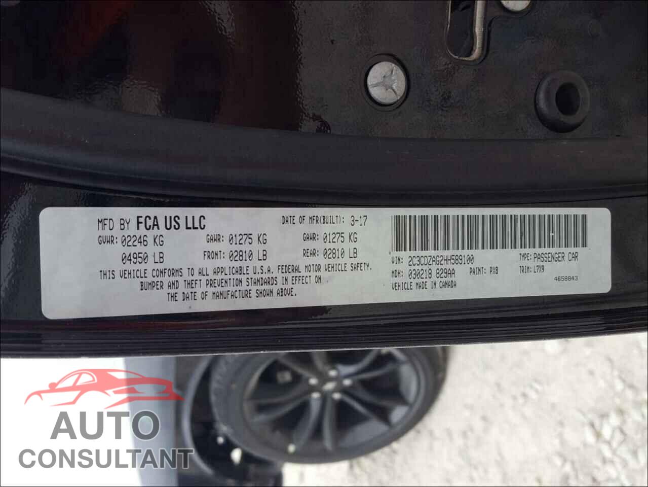 DODGE CHALLENGER 2017 - 2C3CDZAG2HH589100