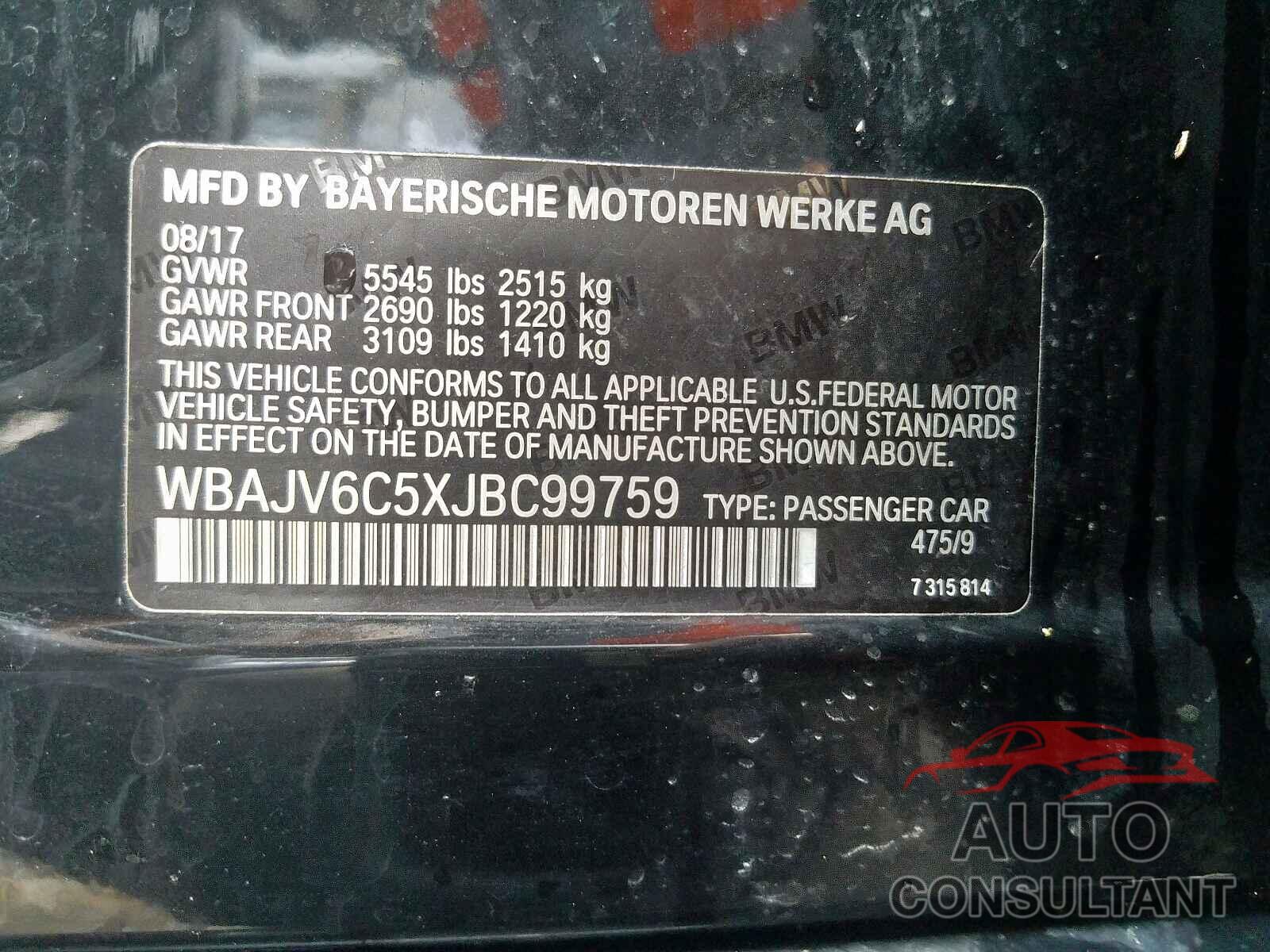 BMW 6 SERIES 2018 - 2T3RFREV7JW712808
