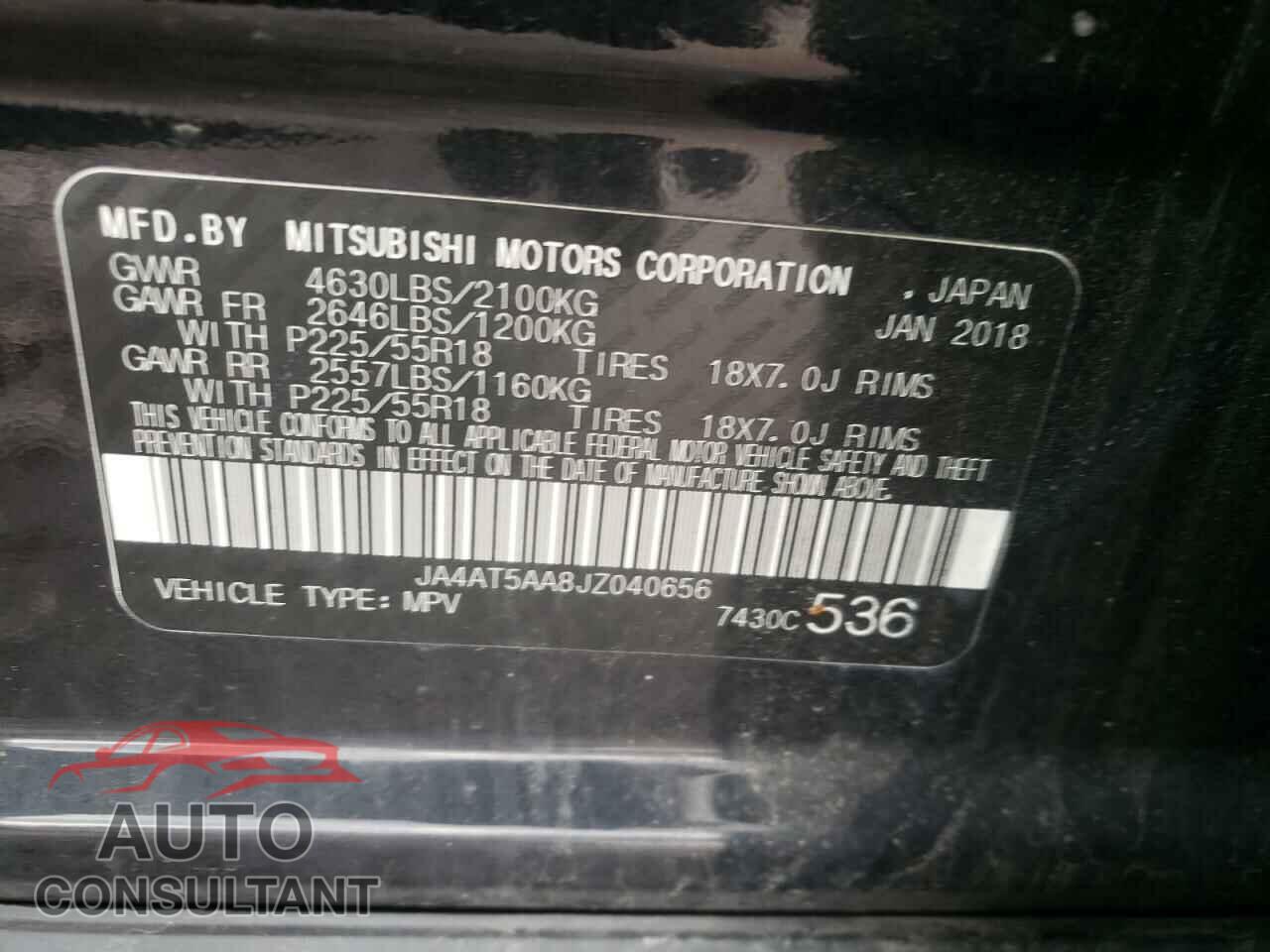 MITSUBISHI ECLIPSE 2018 - JA4AT5AA8JZ040656