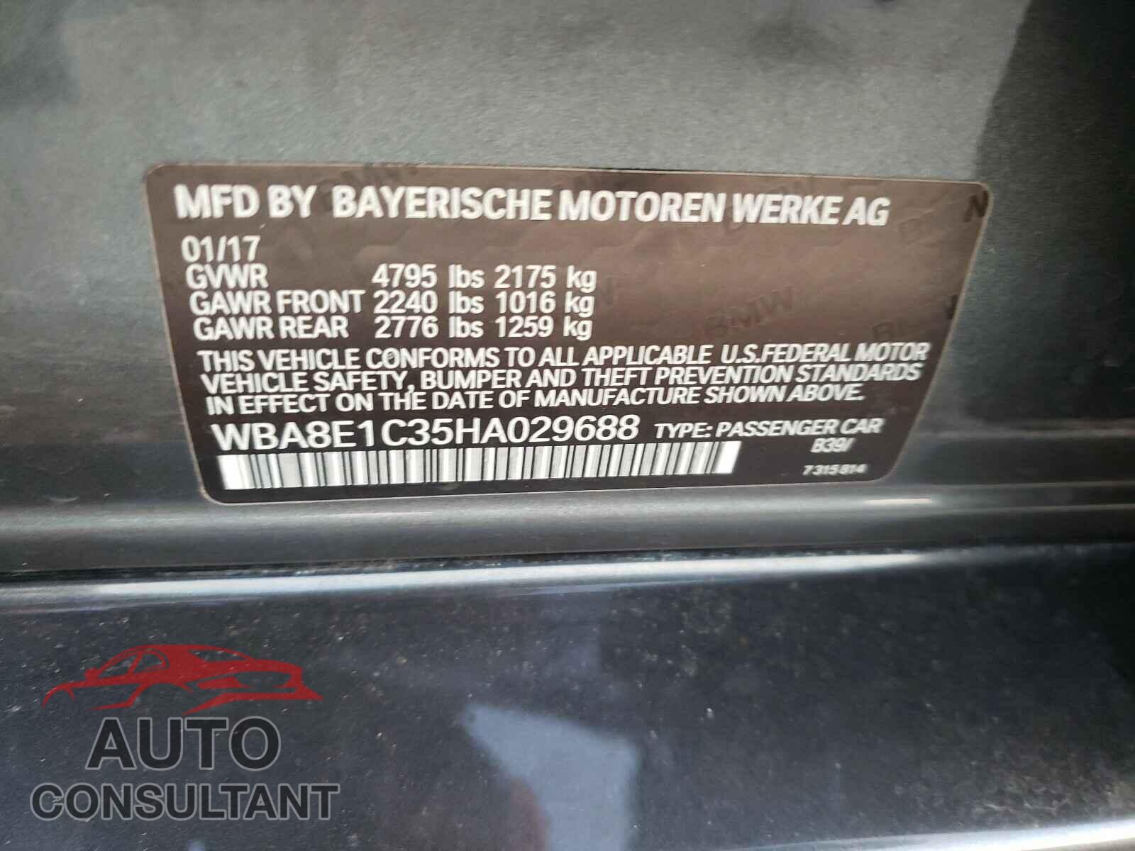 BMW 3 SERIES 2017 - WBA8E1C35HA029688