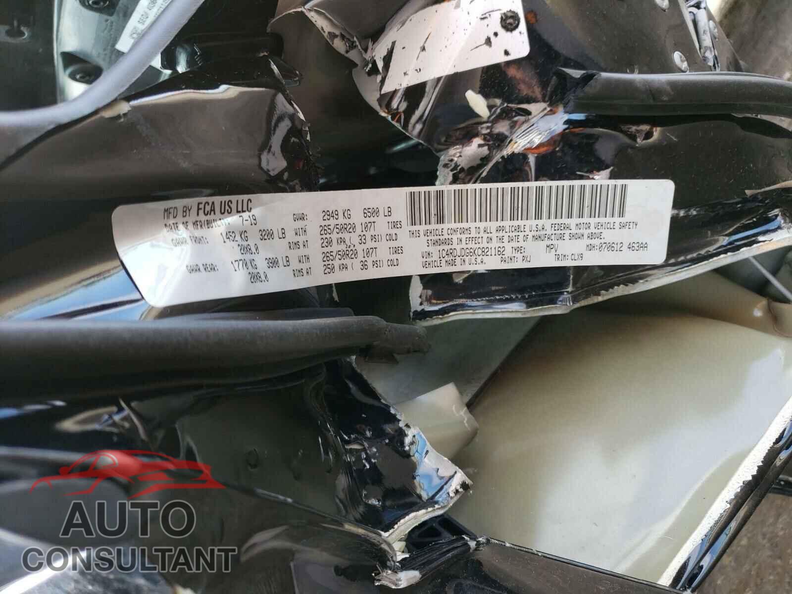 DODGE DURANGO 2019 - 1C4RDJDG6KC821162
