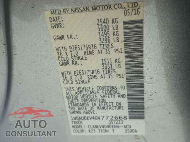 NISSAN FRONTIER 2016 - 1N6AD0EV4GN772668