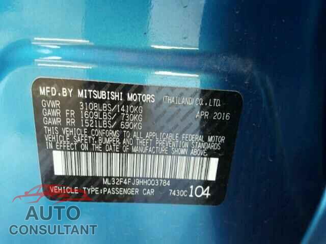 MITSUBISHI MIRAGE 2017 - ML32F4FJ9HH003784