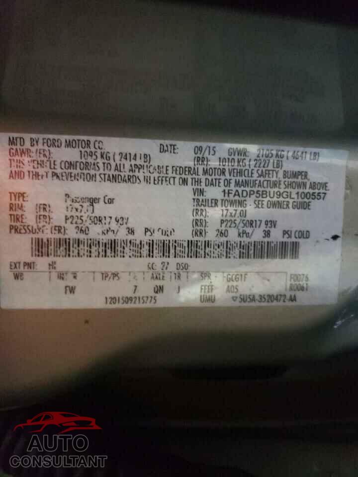 FORD CMAX 2016 - 1FADP5BU9GL100557