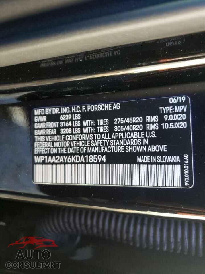 PORSCHE CAYENNE 2019 - WP1AA2AY6KDA18594