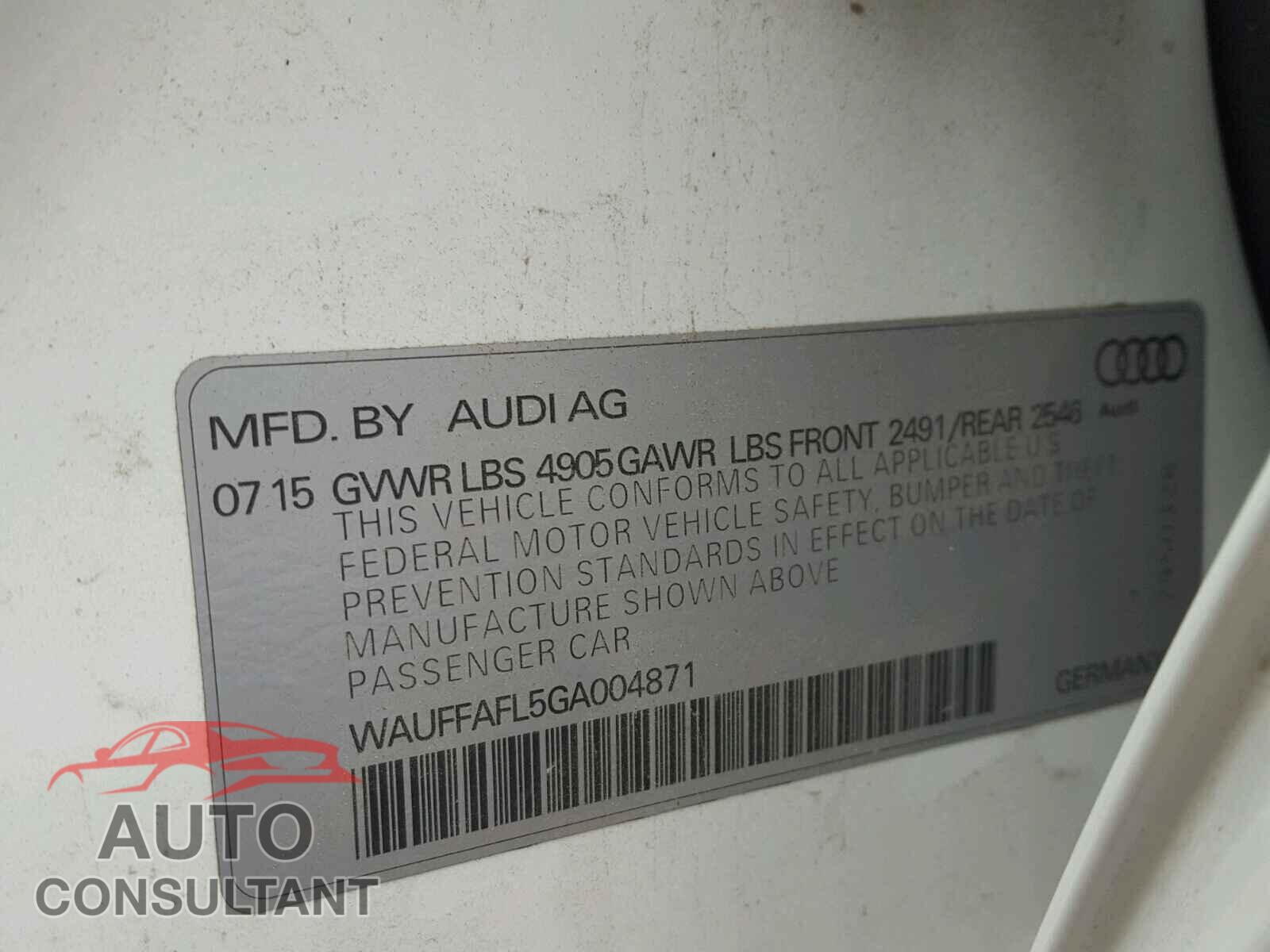 AUDI A4 2016 - WAUFFAFL5GA004871