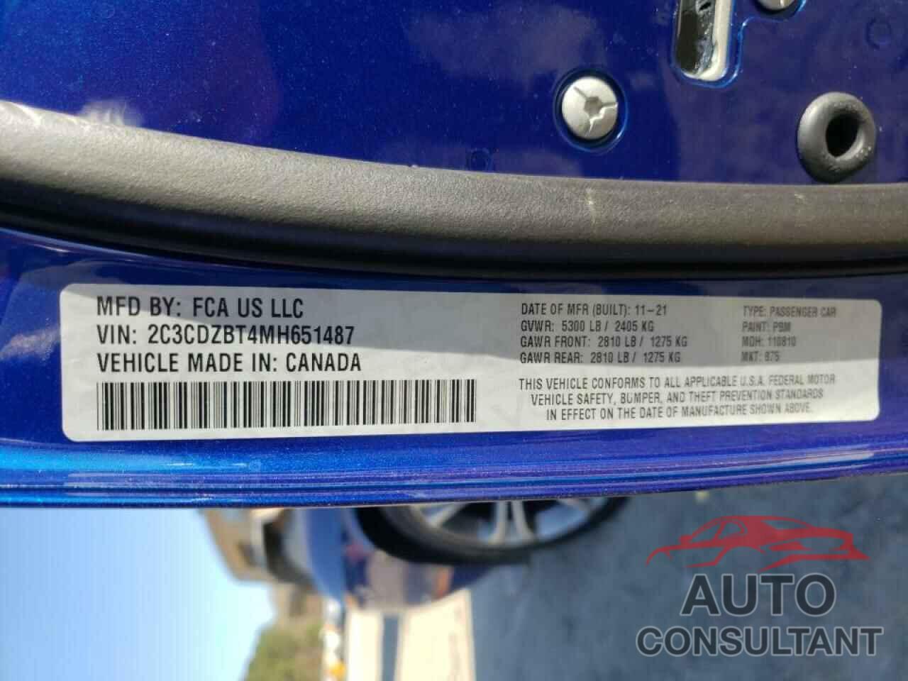 DODGE CHALLENGER 2021 - 2C3CDZBT4MH651487