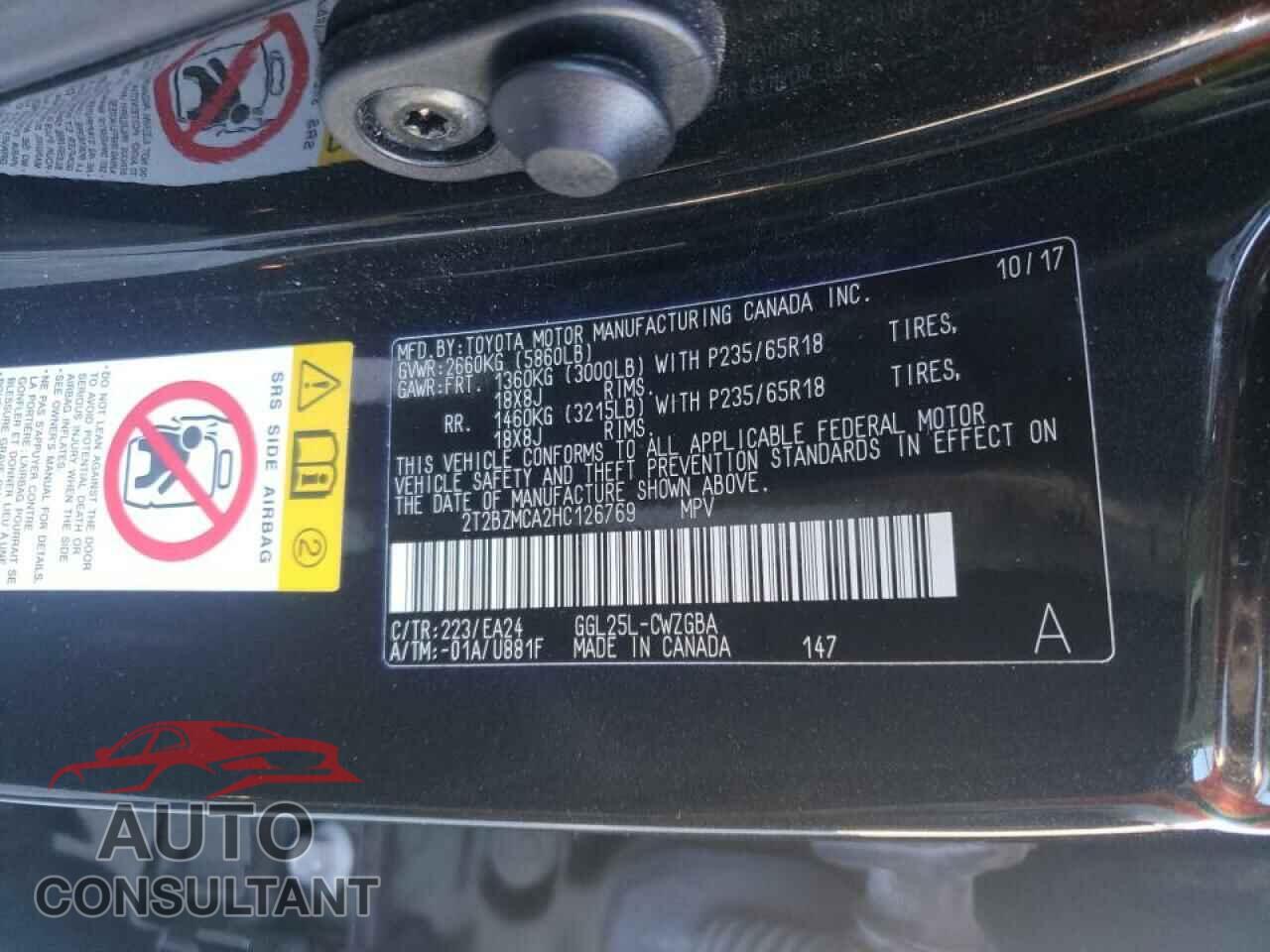 LEXUS RX350 2017 - 2T2BZMCA2HC126769