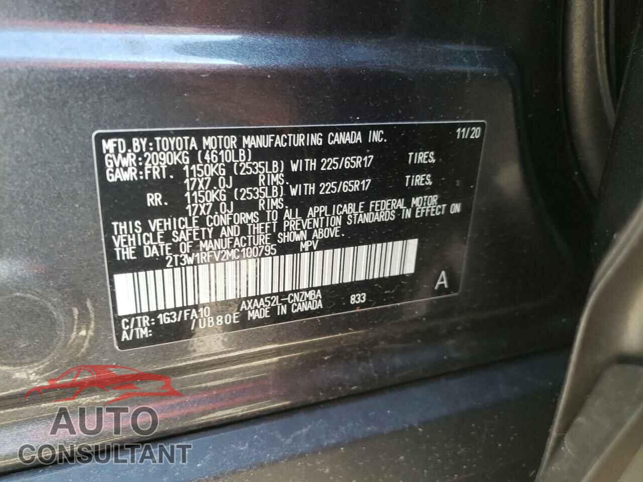 TOYOTA RAV4 2021 - 2T3W1RFV2MC100795