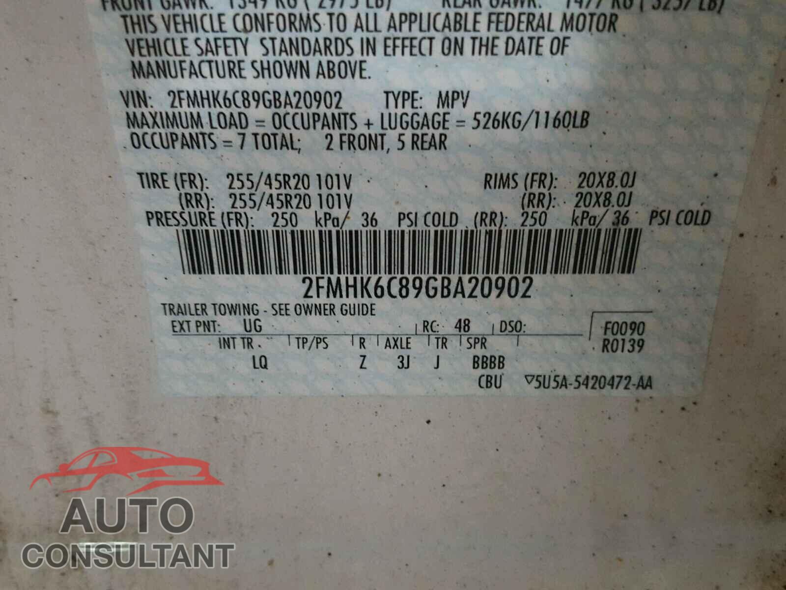 FORD FLEX 2016 - 2FMHK6C89GBA20902