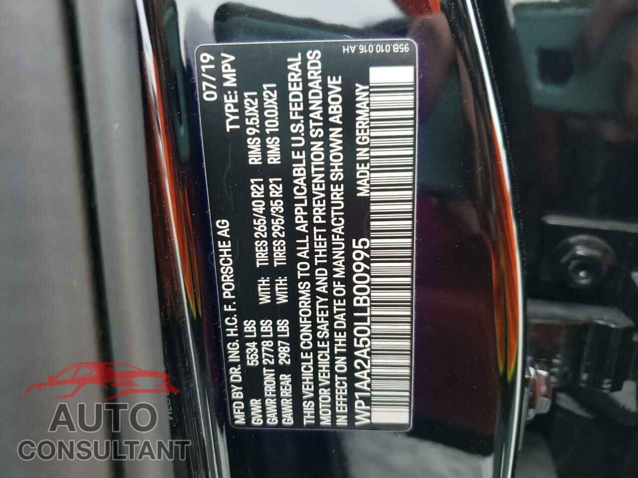PORSCHE MACAN 2020 - WP1AA2A50LLB00995